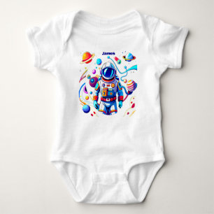 Colourful Astronaut and Univers in Bold Colours Baby Bodysuit