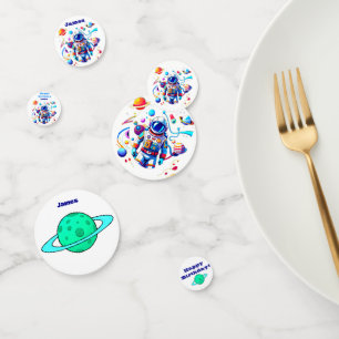 Colourful Astronaut and Univers in Bold Colours Confetti