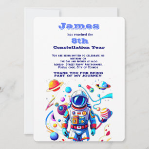 Colourful Astronaut and Univers in Bold Colours Invitation