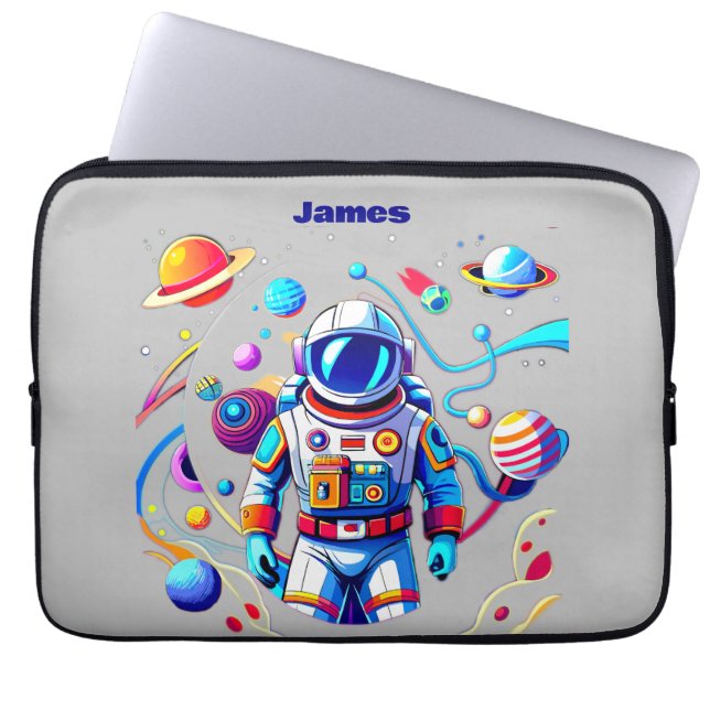 Colourful Astronaut and Univers in Bold Colours Laptop Sleeve (Front)