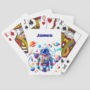 Colourful Astronaut and Univers in Bold Colours Playing Cards