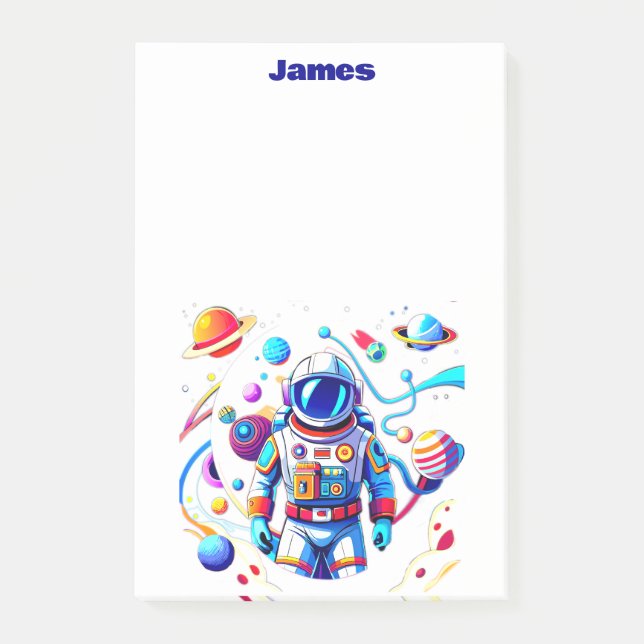 Colourful Astronaut and Univers in Bold Colours Post-it Notes (Front)