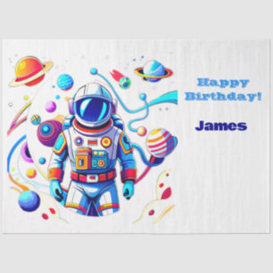 Colourful Astronaut and Univers in Bold Colours Tissue Paper