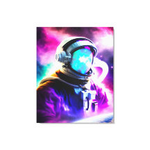 Colourful Astronaut in Outer Space Stretched Canva