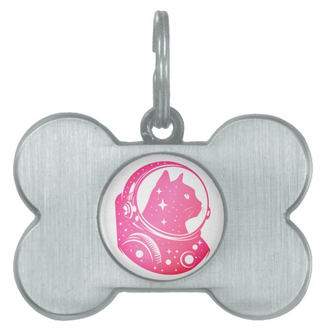 colourful Astronaut Kitty Pet ID Tag (Front)