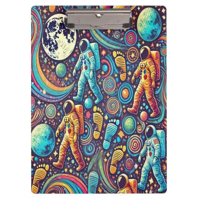 Colourful Astronaut Spacewalk Pattern Clipboard (Front)