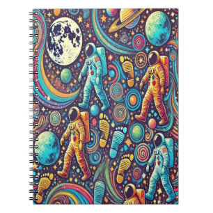 Colourful Astronaut Spacewalk Pattern Notebook