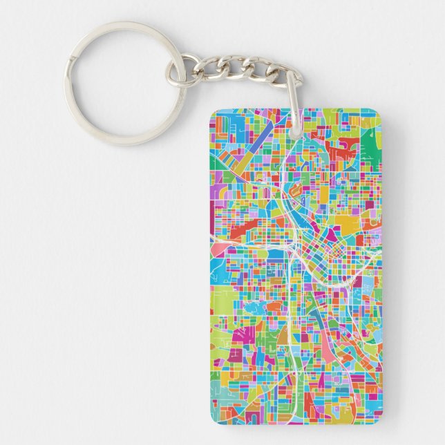 Colourful Atlanta Map Key Ring (Front)
