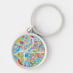 Colourful Atlanta Map Key Ring