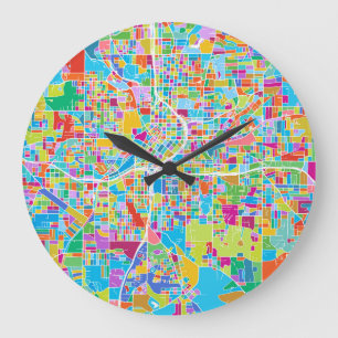 Colourful Atlanta Map Large Clock