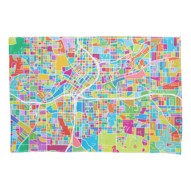 Colourful Atlanta Map Pillowcase (Front-Left)