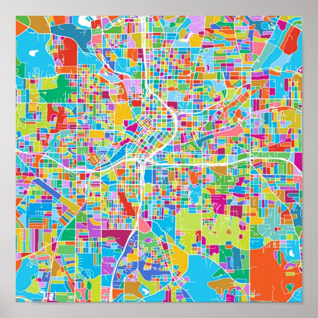 Colourful Atlanta Map Poster (Front)