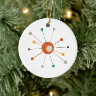 Colourful Atomic Age Starburst Mid Century Modern Ceramic Ornament