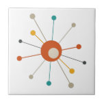 Colourful Atomic Era Starburst Mid Century Modern Ceramic Tile<br><div class="desc">This fabulous mid century modern decorative tile features an atomic starburst in the colours of teal blue,  red,  tan,  yellow,  and black. This will make a colourful addition to your tiling project!</div>
