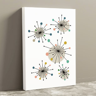Colourful Atomic Starburst Mid Century Modern Canvas Print