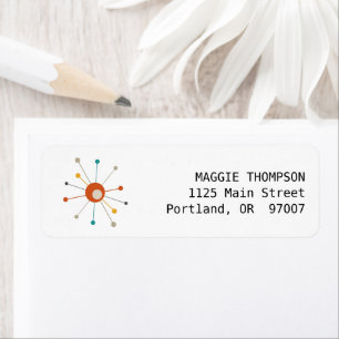 Colourful Atomic Starburst Mid Century Modern Return Address Label