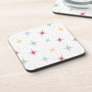 Colourful Atomic Starburst Mid Century Retro Coaster