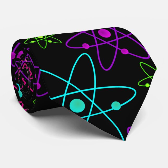 Colourful Atoms on Black Tie (Rolled)