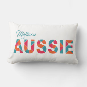 Colourful AUSSIE custom name throw pillows
