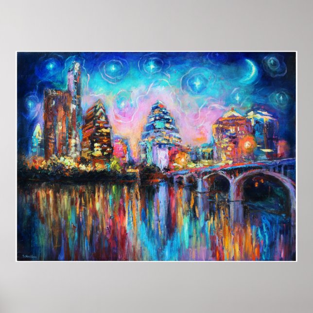 Colourful Austin Skyline Poster Svetlana Novikova (Front)