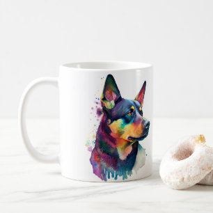Colourful Australian Kelpi Dog  Pet Coffee Mug, Cu Coffee Mug