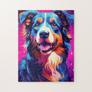 Colourful Australian Shepherd Art Jigsaw Puzzle