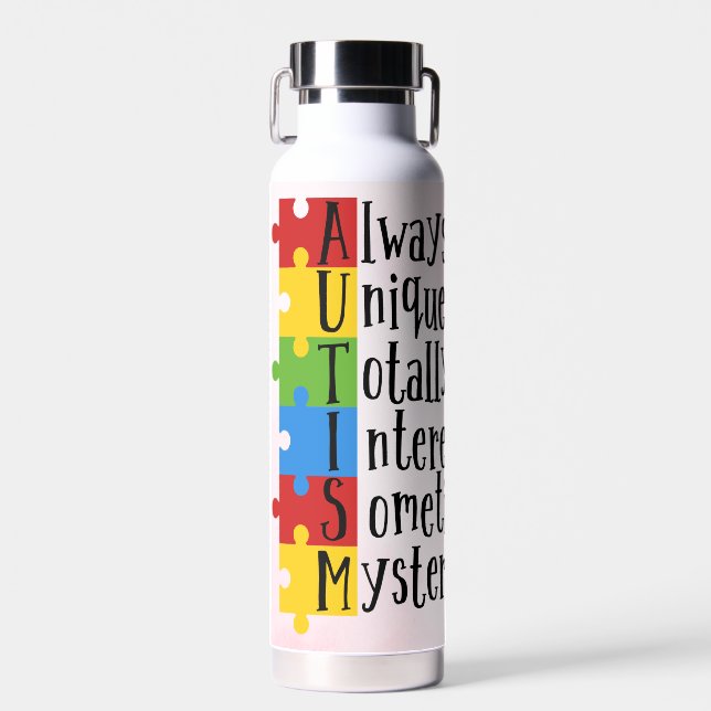 Colourful Autism Advocacy Water Bottle (Front)