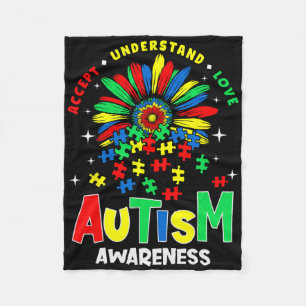 Colourful Autism Awareness Accept Understand Love  Fleece Blanket