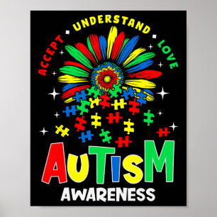 Colourful Autism Awareness Accept Understand Love Poster