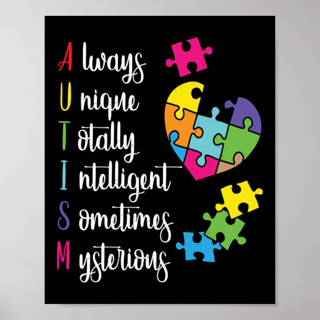 Colourful Autism Awareness Gift Design For Asd Poster (Front)