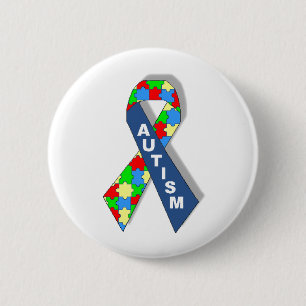 Colourful Autism Awareness Ribbon 6 Cm Round Badge