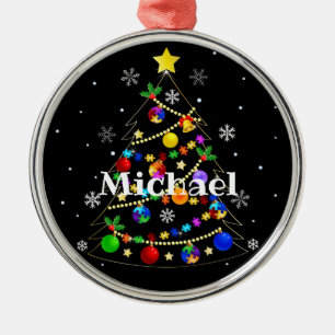 Colourful Autism Christmas Tree Metal Ornament