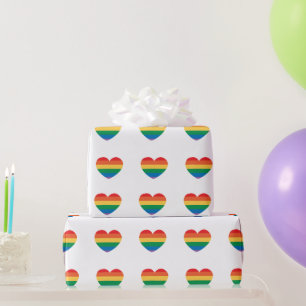 Colourful Autism Rainbow Hearts Inclusive White Wrapping Paper