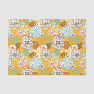 Colourful Autumn Blooms Pattern Tissue Paper