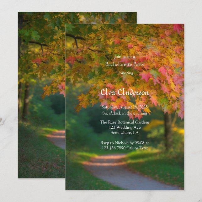 Colourful Autumn Day Bachelorette Party Invitation (Front/Back)