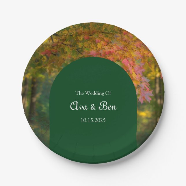 Colourful Autumn Day Wedding Paper Plate (Front)