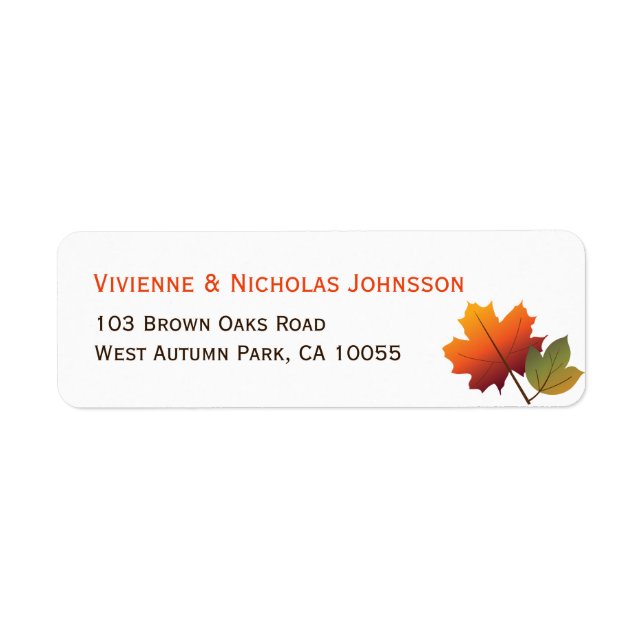 Colourful Autumn Fall Maple Leaves Address Labels (Front)