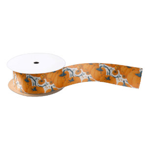Colourful Autumn Fall Orange Halloween Pumpkins Satin Ribbon