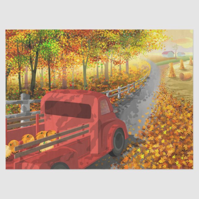 Colourful Autumn/Fall Scenery Decoupage  Tissue Paper (Front)