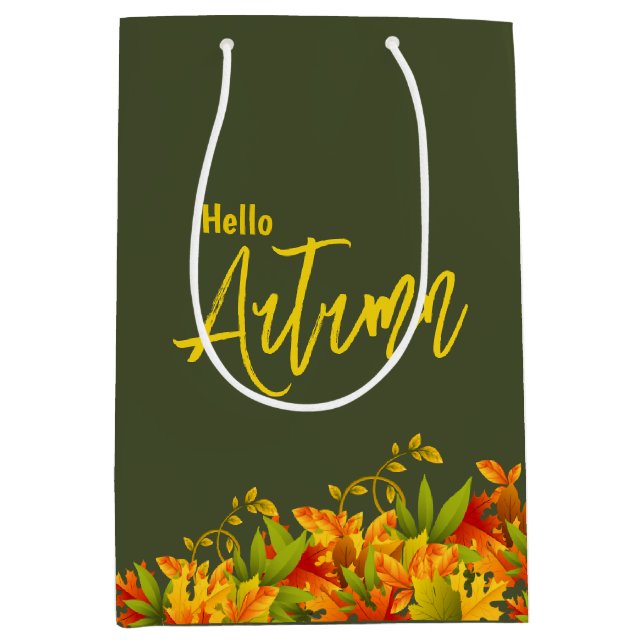 Colourful Autumn Falling Leaves Gift Bag (Front)