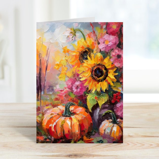 Colourful Autumn Floral and Pumpkins Card (Creator Uploaded)