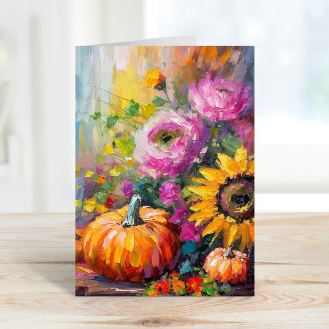 Colourful Autumn Floral and Pumpkins Card (Creator Uploaded)