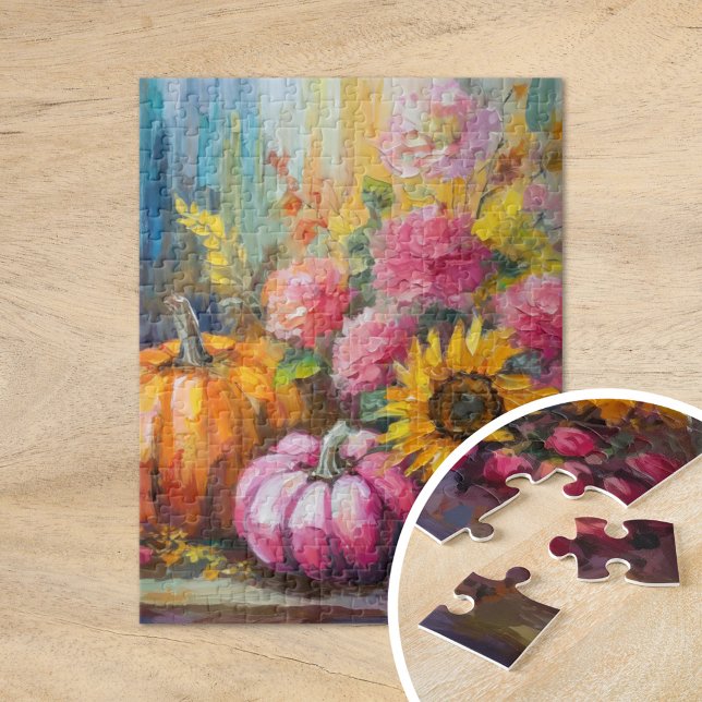 Colourful Autumn Floral and Pumpkins Jigsaw Puzzle (Creator Uploaded)