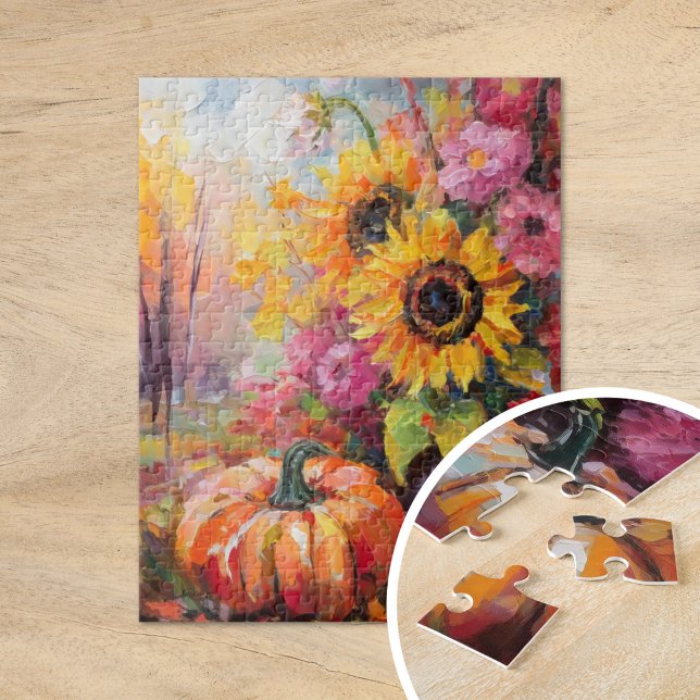 Colourful Autumn Floral and Pumpkins Jigsaw Puzzle (Creator Uploaded)