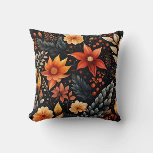 Colourful autumn flowers cushion