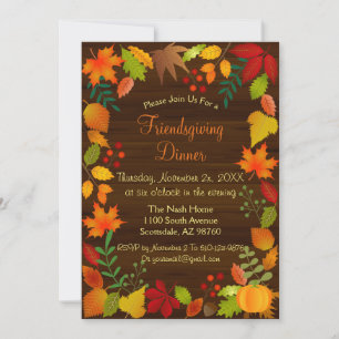 Colourful Autumn Foliage For Thanksgiving Invitation