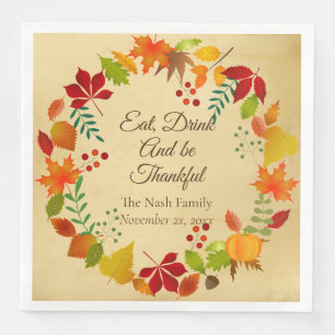 Colourful Autumn Foliage For Thanksgiving Napkin
