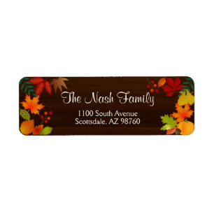 Colourful Autumn Foliage For Thanksgiving Return Address Label