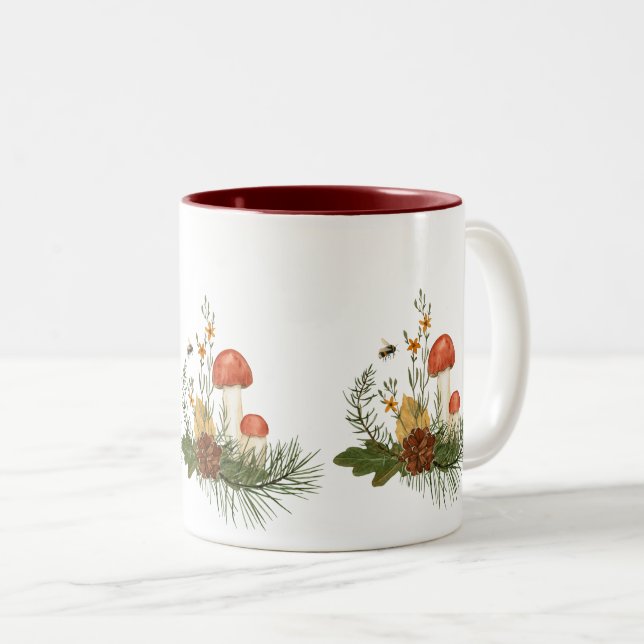 Colourful Autumn foliage ornament Two-Tone Coffee Mug (Front Right)