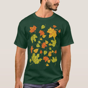 Colourful Autumn Forest Nature Botanical Leaves Fa T-Shirt
